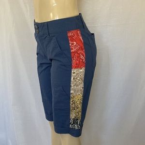 DEMOCRACY Jeans Tummy Control Utility Size 6 High Rise Spliced Print Shorts NWOT